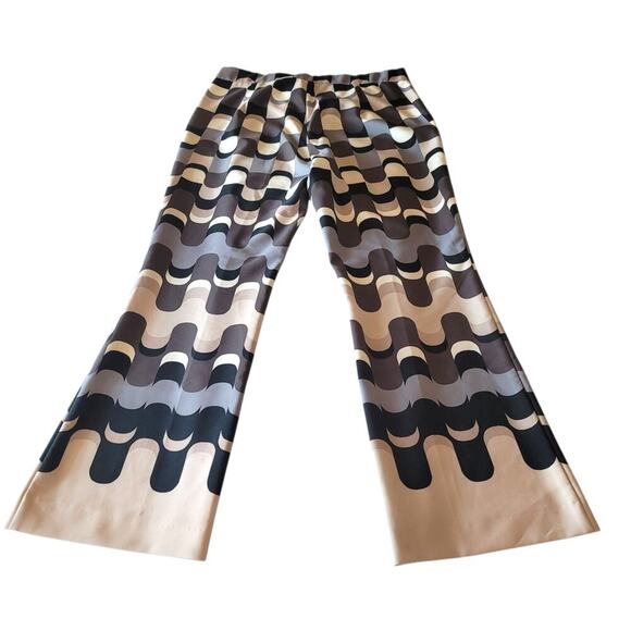 Maliparmi Italian Cropped/Flared Neo Modern Printed Pants in Neutral Tones, US 8 - Picture 5 of 12